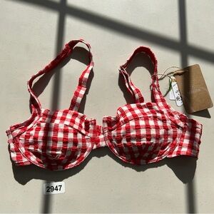 Berlook Small Red Gingham Underwire Bikini Top
